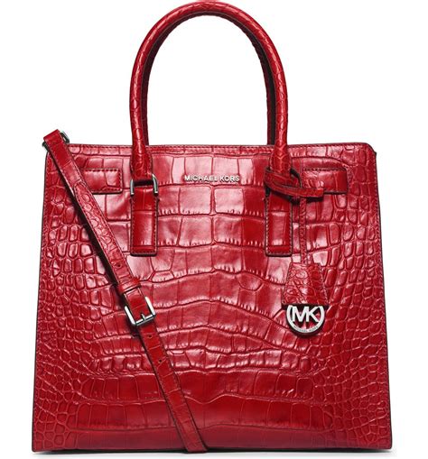 Michael Kors Large Dillon Croc Satchel Handbag 